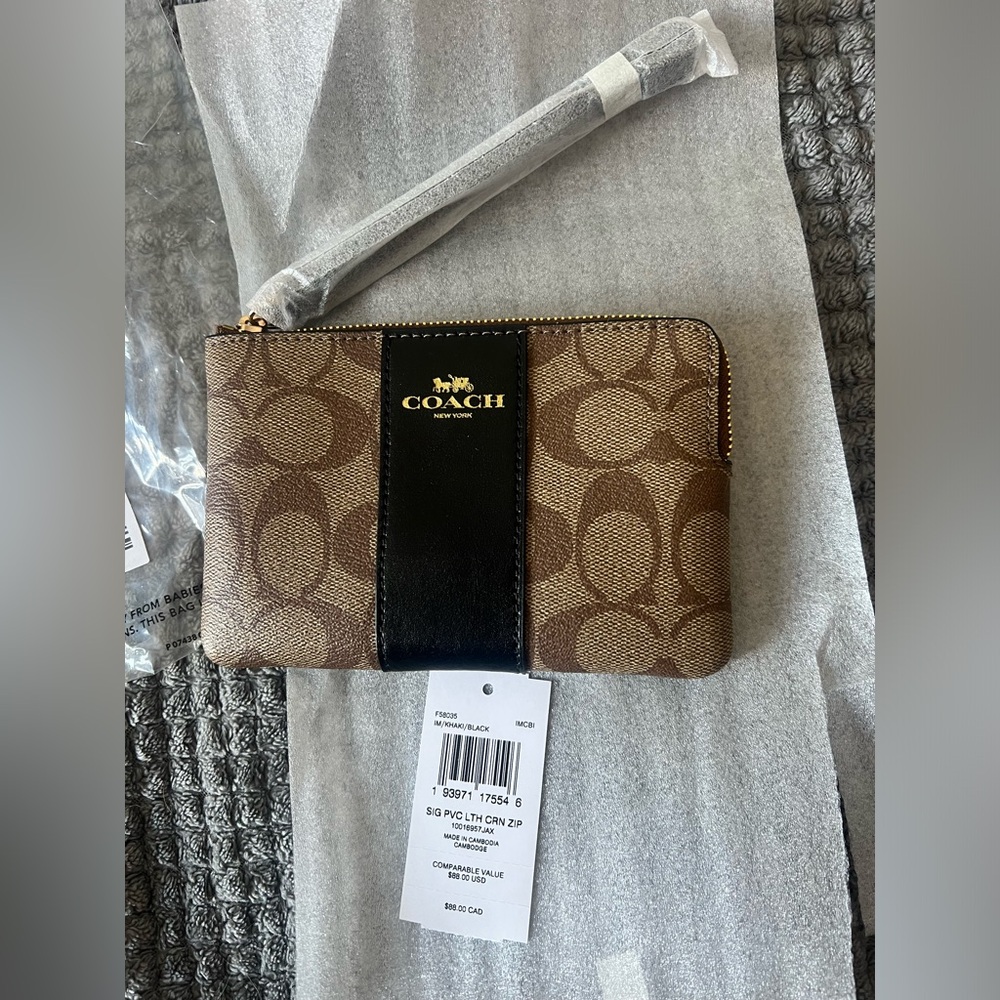 New COACH Tan and Brown wristlet